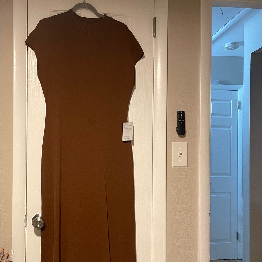 Mock Neck Sleeveless Midi Sweater Dress